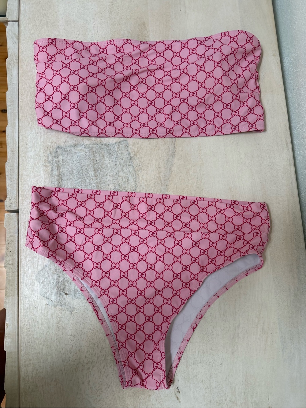 Pink GG Print Bikini